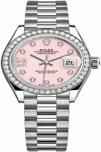 Replica 279139rbr Pink Opal 17 Diamond President Rolex Lady Datejust 28mm White Gold Ladies Watch