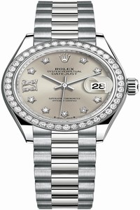 Replica 279139rbr Silver 17 Diamond President Rolex Lady Datejust 28mm White Gold Ladies Watch