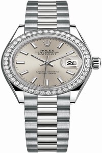 Replica 279139rbr Silver Index President Rolex Lady Datejust 28mm White Gold Ladies Watch