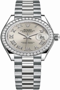 Replica 279139rbr Silver Roman President Rolex Lady Datejust 28mm White Gold Ladies Watch
