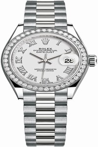 Replica 279139rbr White Roman President Rolex Lady Datejust 28mm White Gold Ladies Watch