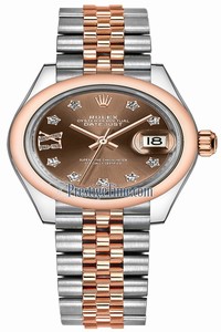 Replica 279161 Chocolate 17 Diamond Jubilee Rolex Lady Datejust 28mm Stainless Steel and Everose Gold Ladies Watch