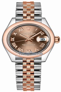 Replica 279161 Chocolate Roman Jubilee Rolex Lady Datejust 28mm Stainless Steel and Everose Gold Ladies Watch