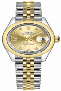 Replica 279163 Champagne 17 Diamond Jubilee Rolex Lady Datejust 28mm Stainless Steel and Yellow Gold Ladies Watch