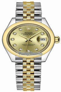 Replica 279163 Champagne Diamond Jubilee Rolex Lady Datejust 28mm Stainless Steel and Yellow Gold Ladies Watch