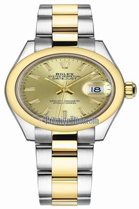 Replica 279163 Champagne Index Oyster Rolex Lady Datejust 28mm Stainless Steel and Yellow Gold Ladies Watch