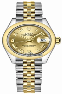 Replica 279163 Champagne Roman Jubilee Rolex Lady Datejust 28mm Stainless Steel and Yellow Gold Ladies Watch