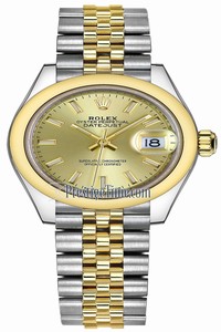 Replica 279163 Champagne Index Jubilee Rolex Lady Datejust 28mm Stainless Steel and Yellow Gold Ladies Watch