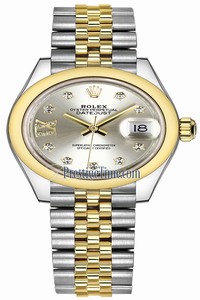 Replica 279163 Silver 17 Diamond Jubilee Rolex Lady Datejust 28mm Stainless Steel and Yellow Gold Ladies Watch