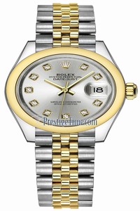 Replica 279163 Silver Diamond Jubilee Rolex Lady Datejust 28mm Stainless Steel and Yellow Gold Ladies Watch