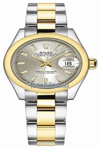 Replica 279163 Silver Index Oyster Rolex Lady Datejust 28mm Stainless Steel and Yellow Gold Ladies Watch
