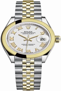 Replica 279163 White Roman Jubilee Rolex Lady Datejust 28mm Stainless Steel and Yellow Gold Ladies Watch
