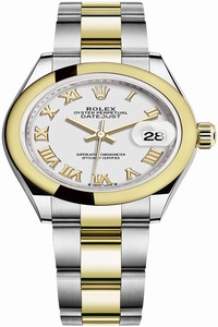 Replica 279163 White Roman Oyster Rolex Lady Datejust 28mm Stainless Steel and Yellow Gold Ladies Watch