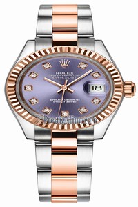Replica 279171 Aubergine Diamond Oyster Rolex Lady Datejust 28mm Stainless Steel and Everose Gold Ladies Watch