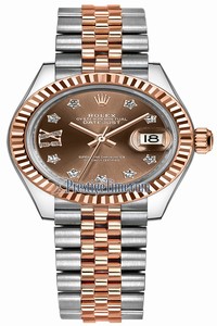 Replica 279171 Chocolate 17 Diamond Jubilee Rolex Lady Datejust 28mm Stainless Steel and Everose Gold Ladies Watch