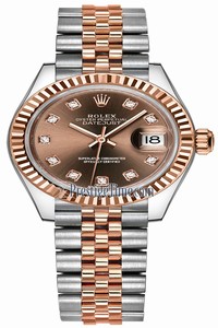 Replica 279171 Chocolate Diamond Jubilee Rolex Lady Datejust 28mm Stainless Steel and Everose Gold Ladies Watch