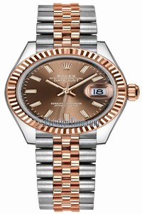 Replica 279171 Chocolate Index Jubilee Rolex Lady Datejust 28mm Stainless Steel and Everose Gold Ladies Watch