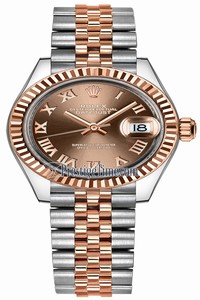 Replica 279171 Chocolate Roman Jubilee Rolex Lady Datejust 28mm Stainless Steel and Everose Gold Ladies Watch