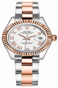 Replica 279171 White Roman Oyster Rolex Lady Datejust 28mm Stainless Steel and Everose Gold Ladies Watch