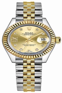 Replica 279173 Champagne 17 Diamond Jubilee Rolex Lady Datejust 28mm Stainless Steel and Yellow Gold Ladies Watch