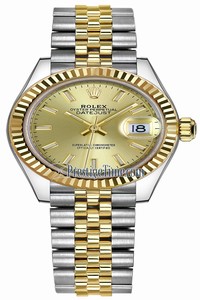 Replica 279173 Champagne Index Jubilee Rolex Lady Datejust 28mm Stainless Steel and Yellow Gold Ladies Watch