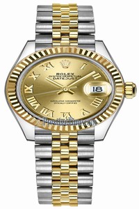 Replica 279173 Champagne Roman Jubilee Rolex Lady Datejust 28mm Stainless Steel and Yellow Gold Ladies Watch