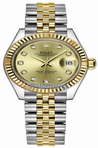 Replica 279173 Champagne Diamond Jubilee Rolex Lady Datejust 28mm Stainless Steel and Yellow Gold Ladies Watch