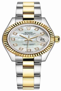 Replica 279173 MOP Diamond Oyster Rolex Lady Datejust 28mm Stainless Steel and Yellow Gold Ladies Watch