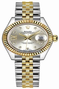 Replica 279173 Silver 17 Diamond Jubilee Rolex Lady Datejust 28mm Stainless Steel and Yellow Gold Ladies Watch