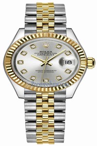 Replica 279173 Silver Diamond Jubilee Rolex Lady Datejust 28mm Stainless Steel and Yellow Gold Ladies Watch