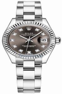 Replica 279174 Dark Grey Diamond Oyster Rolex Lady Datejust 28mm Stainless Steel Ladies Watch