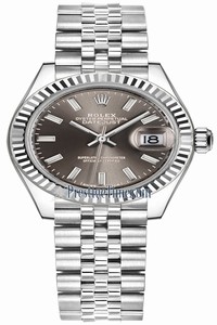Replica 279174 Dark Grey Index Jubilee Rolex Lady Datejust 28mm Stainless Steel Ladies Watch