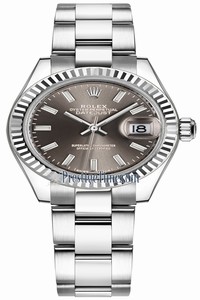 Replica 279174 Dark Grey Index Oyster Rolex Lady Datejust 28mm Stainless Steel Ladies Watch