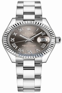 Replica 279174 Dark Grey Roman Oyster Rolex Lady Datejust 28mm Stainless Steel Ladies Watch