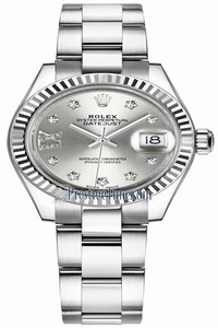 Replica 279174 Silver 17 Diamond Oyster Rolex Lady Datejust 28mm Stainless Steel Ladies Watch
