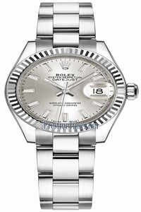Replica 279174 Silver Index Oyster Rolex Lady Datejust 28mm Stainless Steel Ladies Watch