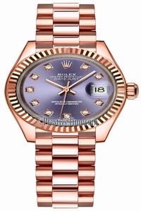 Replica 279175 Aubergine Diamond President Rolex Lady Datejust 28mm Everose Gold Ladies Watch
