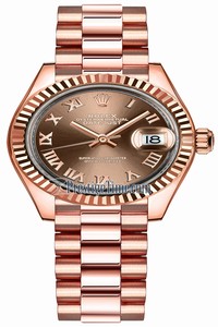 Replica 279175 Chocolate Roman President Rolex Lady Datejust 28mm Everose Gold Ladies Watch