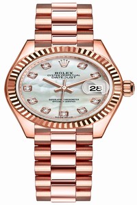 Replica 279175 MOP Diamond President Rolex Lady Datejust 28mm Everose Gold Ladies Watch