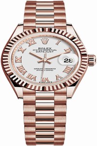 Replica 279175 White Roman President Rolex Lady Datejust 28mm Everose Gold Ladies Watch