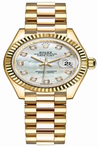 Replica 279178 MOP Diamond President Rolex Lady Datejust 28mm Yellow Gold Ladies Watch