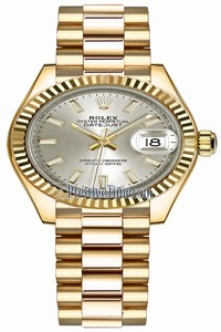 Replica 279178 Silver Index President Rolex Lady Datejust 28mm Yellow Gold Ladies Watch