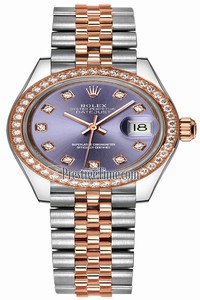 Replica 279381RBR Aubergine Diamond Jubilee Rolex Lady Datejust 28mm Stainless Steel and Everose Gold Ladies Watch