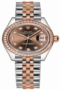 Replica 279381RBR Chocolate Diamond Jubilee Rolex Lady Datejust 28mm Stainless Steel and Everose Gold Ladies Watch