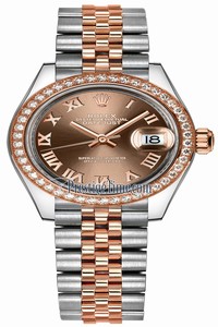 Replica 279381RBR Chocolate Roman Jubilee Rolex Lady Datejust 28mm Stainless Steel and Everose Gold Ladies Watch