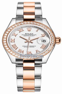 Replica 279381RBR White Roman Oyster Rolex Lady Datejust 28mm Stainless Steel and Everose Gold Ladies Watch
