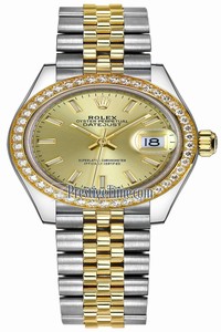 Replica 279383RBR Champagne Index Jubilee Rolex Lady Datejust 28mm Stainless Steel and Yellow Gold Ladies Watch