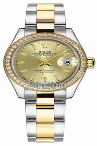 Replica 279383RBR Champagne Index Oyster Rolex Lady Datejust 28mm Stainless Steel and Yellow Gold Ladies Watch