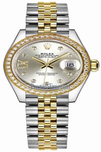 Replica 279383RBR Silver 17 Diamond Jubilee Rolex Lady Datejust 28mm Stainless Steel and Yellow Gold Ladies Watch