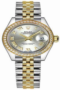 Replica 279383RBR Silver Roman Jubilee Rolex Lady Datejust 28mm Stainless Steel and Yellow Gold Ladies Watch